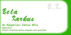 bela karkus business card
