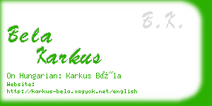 bela karkus business card